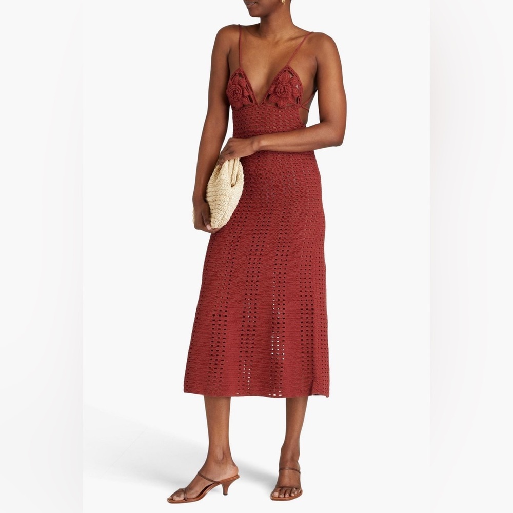 Cult Gaia | Mercades Crochet Midi Dress In Brick Size: M | New with Tags - Picture 3 of 4